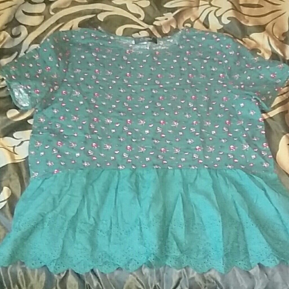 Floral green shirt with designer bottom